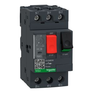 GV2ME08 Motor circuit breaker, TeSys GV2, 3P, 2.5-4 A, thermal magnetic, screw clamp terminals